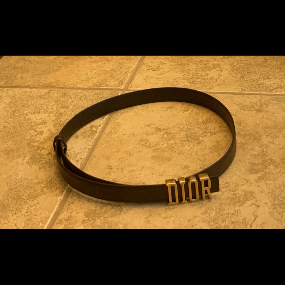 Authentic Christian Dior brown leather belt